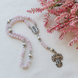 Our Lady of Guadalupe Rose Quartz and Pearl Rosary