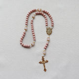 Miraculous Medal Pink and Gold Starburst Rosary