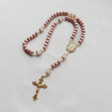 Miraculous Medal Pink and Gold Starburst Rosary