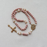 Miraculous Medal Pink and Gold Starburst Rosary