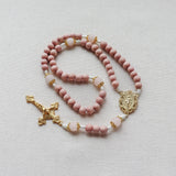 Miraculous Medal Pink and Gold Starburst Rosary