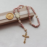 Miraculous Medal Pink and Gold Starburst Rosary