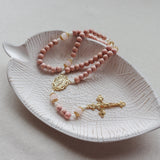 Miraculous Medal Pink and Gold Starburst Rosary