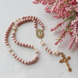 Miraculous Medal Pink and Gold Starburst Rosary