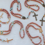 Madonna and Child Peach and Rosewood Rosary