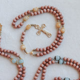 Baptism Communion Cup Rosewood and Yellow Jade Rosary