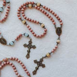 Lady of Fatima Yellow Jade and Rosewood Rosary