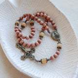Lady of Fatima Yellow Jade and Rosewood Rosary