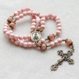 Our Lady of Fatima Pink and Peach Sunstone Rosary