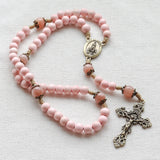 Our Lady of Fatima Pink and Peach Sunstone Rosary