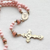 Our Lady of Fatima Pink and Peach Sunstone Rosary