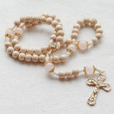 Baptism Communion Cup Rose Quartz Rosary