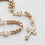 Baptism Communion Cup Rose Quartz Rosary