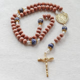 Miraculous Medal Rosewood and Sodalite Rosary