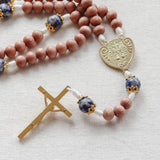 Miraculous Medal Rosewood and Sodalite Rosary