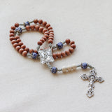 Madonna and Child Recycled Blue Glass Rosewood Rosary