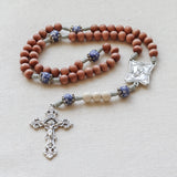 Madonna and Child Recycled Blue Glass Rosewood Rosary
