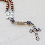Madonna and Child Recycled Blue Glass Rosewood Rosary