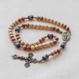 Miraculous Medal Recycled Blue Glass Bronze Rosary