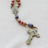 Miraculous Medal Recycled Blue Glass Bronze Rosary