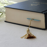 Blue Gingham Double-Sided Tassel Bookmark