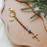 Decade Rosary Keychain with Rosewood and Recycled Glass