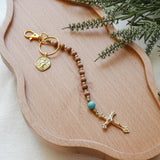Decade Rosary Keychain with Rosewood and Turquoise
