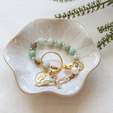 Decade Rosary Keychain with Amazonite and Freshwater Pearl