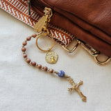 Decade Rosary Keychain with Rosewood and Recycled Glass