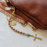 Decade Rosary Keychain with Rosewood and Turquoise