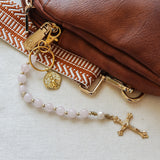Decade Rosary Keychain with Rose Quartz and Freshwater Pearl