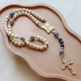Mother Teresa White and Blue Glass Rosary