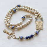 Mother Teresa White and Blue Glass Rosary