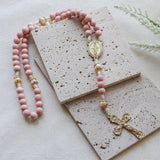Miraculous Medal Pink and Pearl Rosary