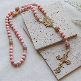 Our Lady of Guadalupe Pink and Peach Sunstone Rosary