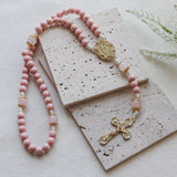 Our Lady of Lourdes Pink and Rose Quartz Rosary