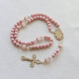 Our Lady of Lourdes Pink and Rose Quartz Rosary