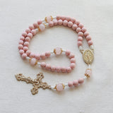 Miraculous Medal Pink and Rose Quartz Rosary