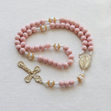 Miraculous Medal Pink and Pearl Rosary