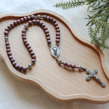Brown and Stainless Steel Saint Michael Rosary