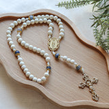 Our Lady of Guadalupe White and Blue Aventurine Rosary