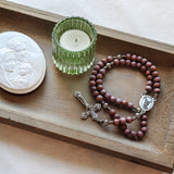 Brown and Stainless Steel Saint Michael Rosary