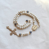 Our Lady of Guadalupe White and Blue Aventurine Rosary