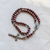 Brown and Stainless Steel Saint Michael Rosary