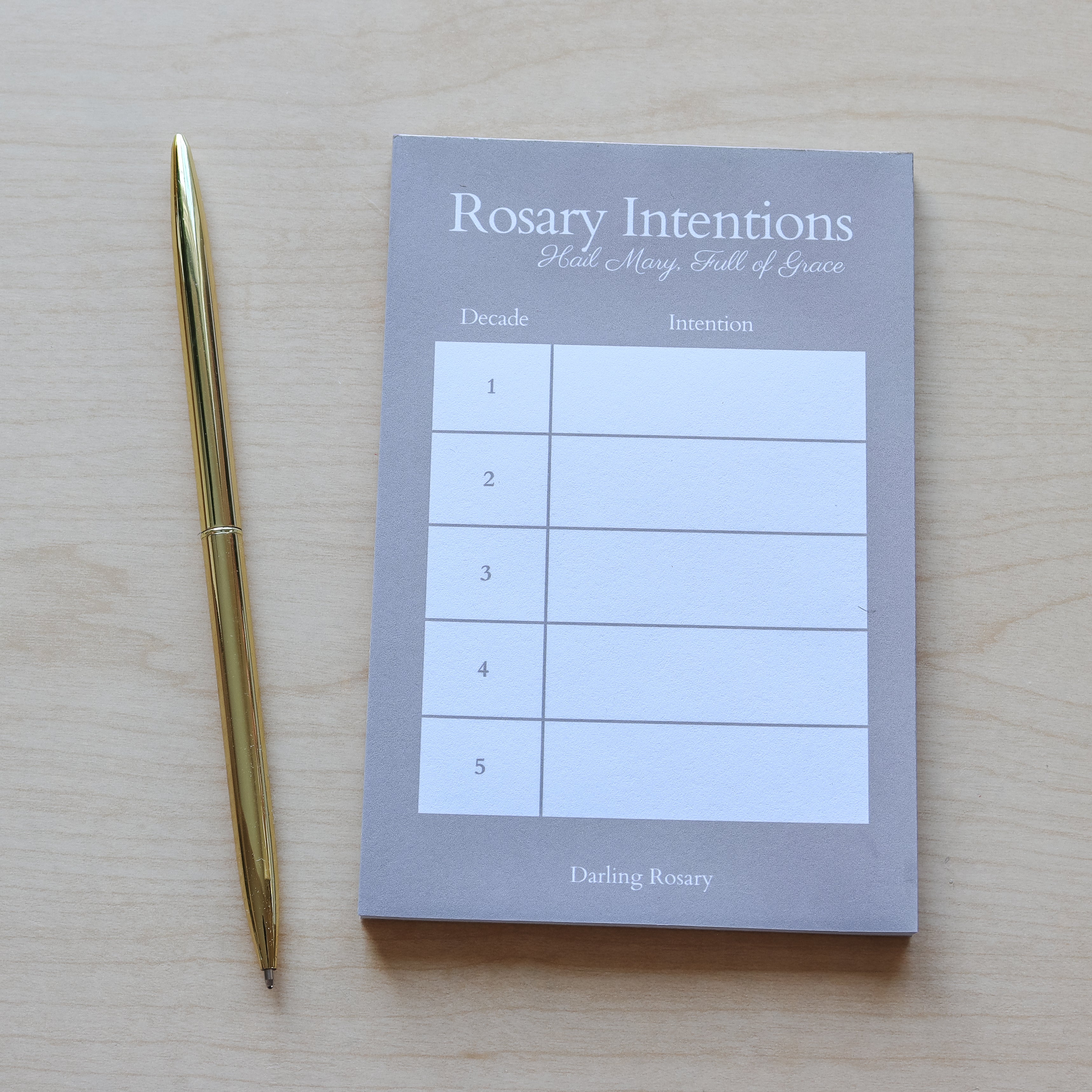 Rosary Intentions by the Decade Handmade Notepad