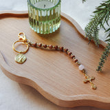 Decade Rosary Keychain with Rosewood and Rose Quartz