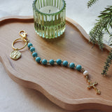 Decade Rosary Keychain with Turquoise and Pearl