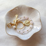 Decade Rosary Keychain with Rose Quartz and Freshwater Pearl