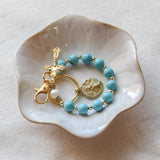 Decade Rosary Keychain with Turquoise and Pearl