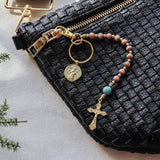 Decade Rosary Keychain with Rosewood and Turquoise